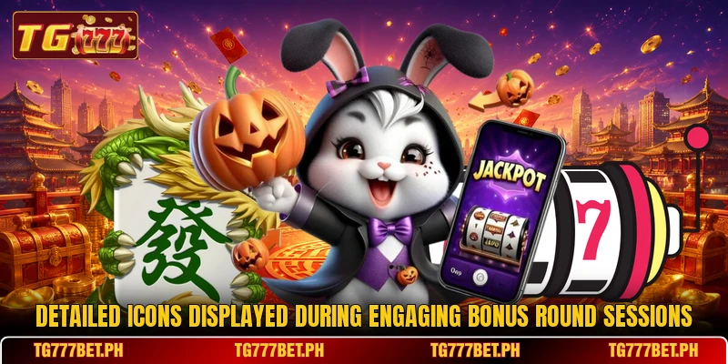 Detailed icons displayed during engaging bonus round sessions Detailed icons displayed during engaging bonus round sessions