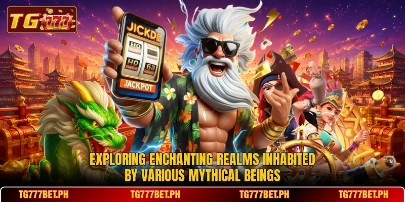 Exploring enchanting realms inhabited by various mythical beings Exploring enchanting realms inhabited by various mythical beings