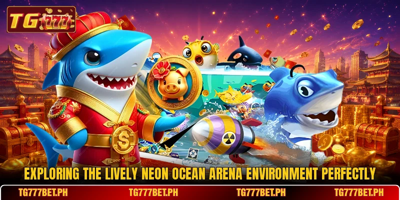 Exploring the lively Neon Ocean Arena environment perfectly Exploring the lively Neon Ocean Arena environment perfectly